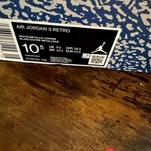 Jordan Air Jordan 3 Retro White Metallic Copper Sneakers